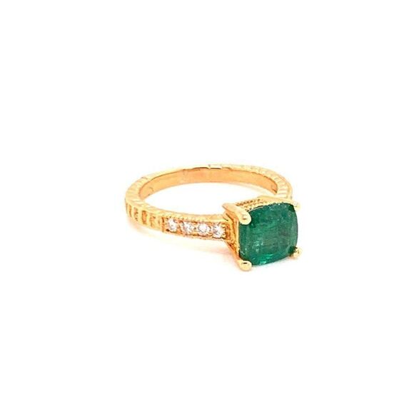 Diamond Emerald Ring 14k Gold 2.01 TCW Women Certified $3,950 914185 - Picture 4 of 9